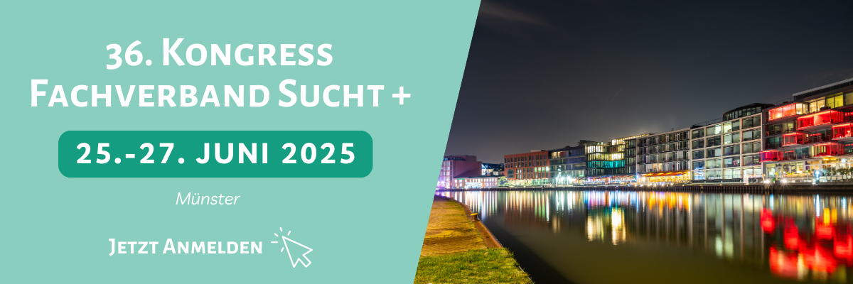 Banner für die Anmeldung zum Fachverband Sucht Kongress